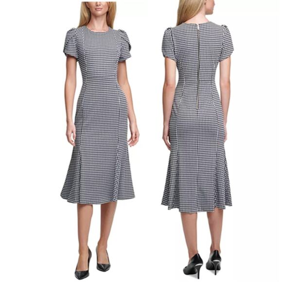 Calvin Klein Dresses & Skirts - NWTs Calvin Klein Houndstooth Tulip Sleeve Mermaid Skirt Workwear Dress (8)
